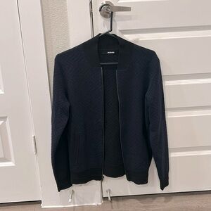 Murano Navy Quilted Black Lapel Full Zip Sweater S